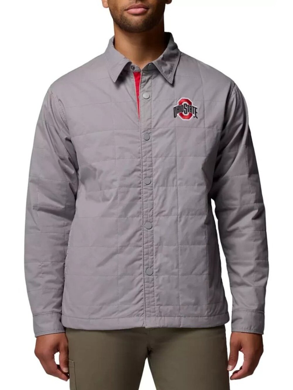 Columbia Ohio State Buckeyes Men's Large Light Grey Campus Roam Quilted Jacket